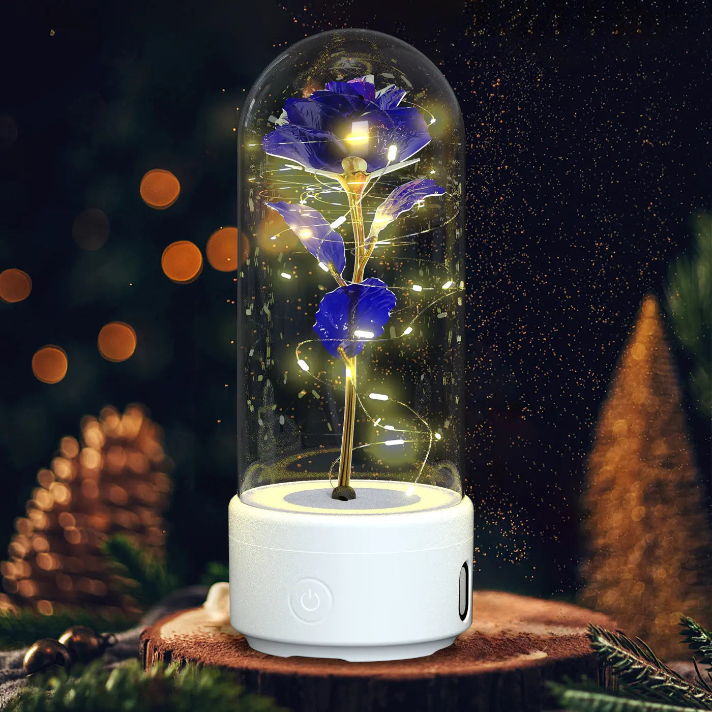 Creative 2 In 1 Rose Flowers LED Light And Bluetooth-compatible Speaker Valentine's Day Gift Rose Luminous Night Light Ornament In Glass Cover tableandwalllamps