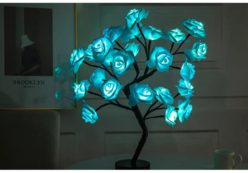 Rose Flower Lamp USB Battery Operated LED Table Lamp Bonsai Tree Night Lights Garland Bedroom Decoration Lights Home Decor tableandwalllamps