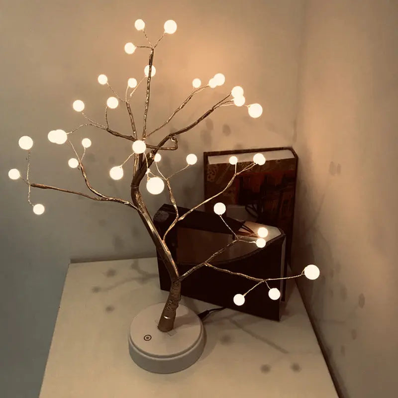 LED USB Fire Tree Light Copper Wire Table Lamps Night Light tableandwalllamps