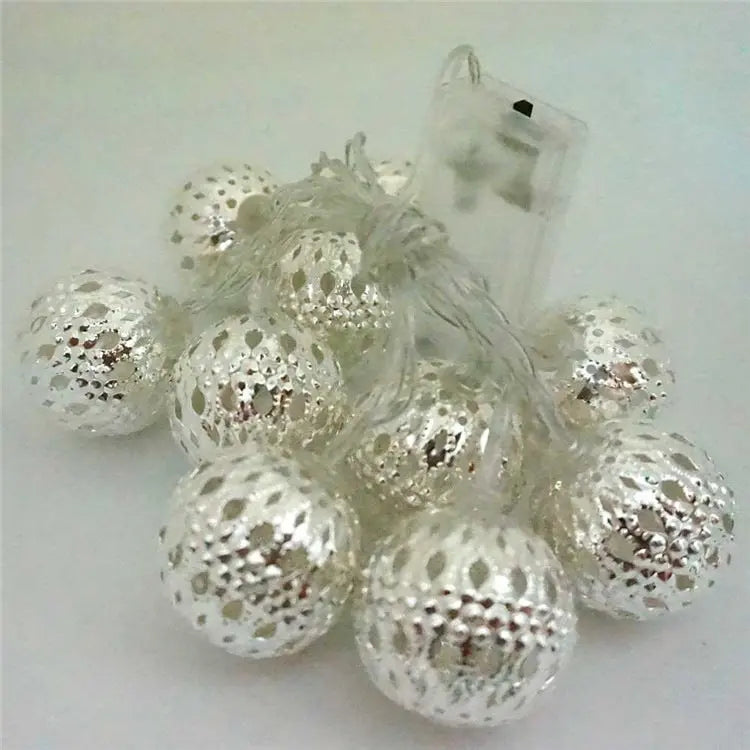 LED Fairy Garland Hollow wrought iron Ball tableandwalllamps