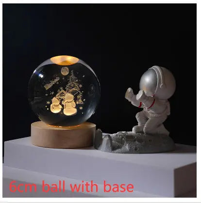 3D Crystal Ball Night Light Solar System Cosmic Theme LED Decoration Light Wooden Base Astronomy Nightlights Birthday Gift tableandwalllamps