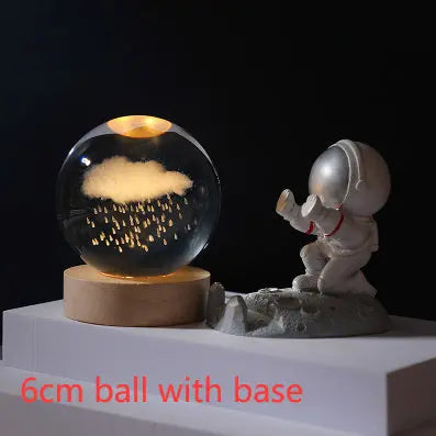 3D Crystal Ball Night Light Solar System Cosmic Theme LED Decoration Light Wooden Base Astronomy Nightlights Birthday Gift tableandwalllamps