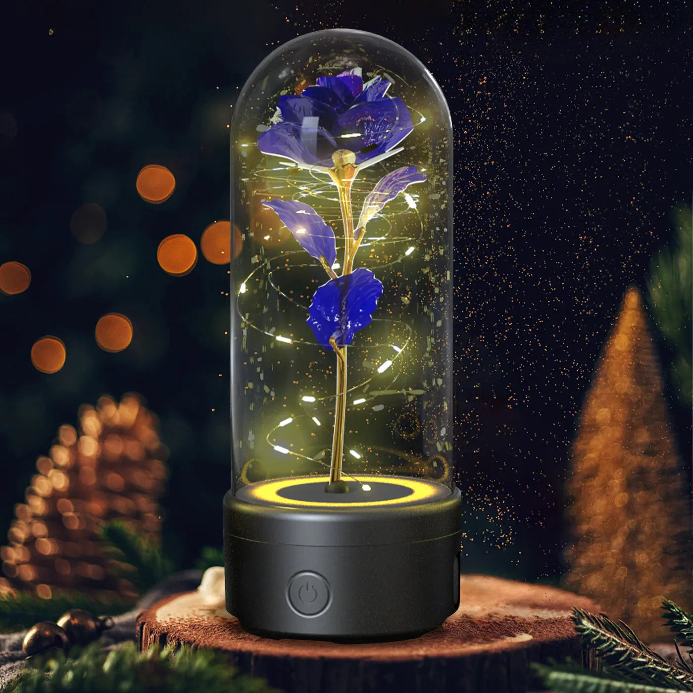 Creative 2 In 1 Rose Flowers LED Light And Bluetooth-compatible Speaker Valentine's Day Gift Rose Luminous Night Light Ornament In Glass Cover tableandwalllamps