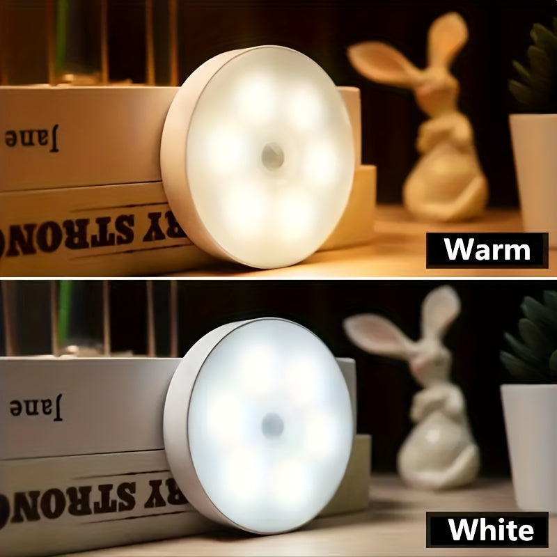 USB Rechargeable Motion Sensor Night Light - Warm and White LED, Automatic On/Off, Long-Life Battery, Ideal for Bedrooms, Stairs, Under Cabinets, Wardrobes, Holiday Decor Gift, 5/10pcs, Indoor Latest Model tableandwalllamps