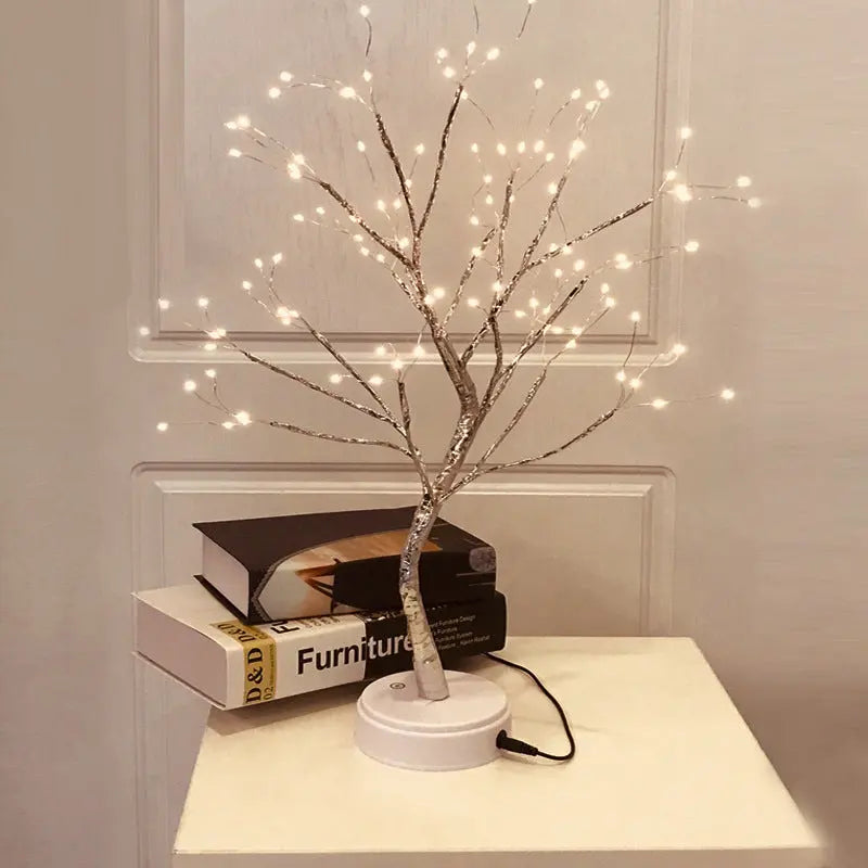 LED USB Fire Tree Light Copper Wire Table Lamps Night Light tableandwalllamps