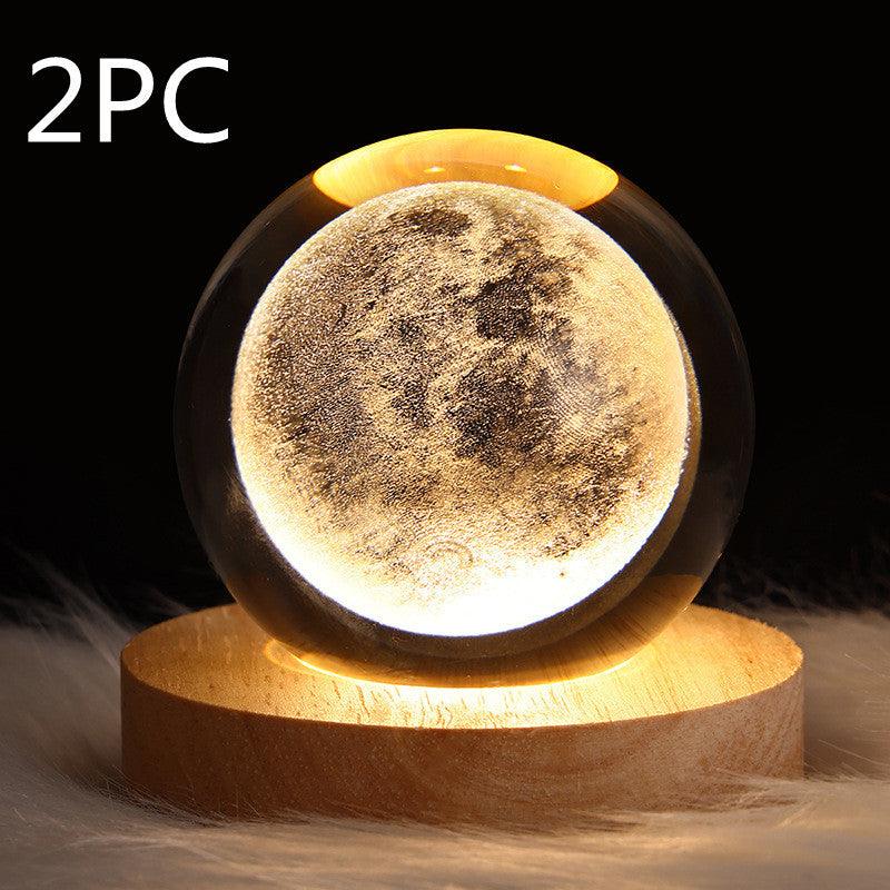 Luminous Starry Sky And Planets Moon Moon Crystal Ball Small Night Lamp Projection Ambience Light Creative Gift New Strange Gift tableandwalllamps