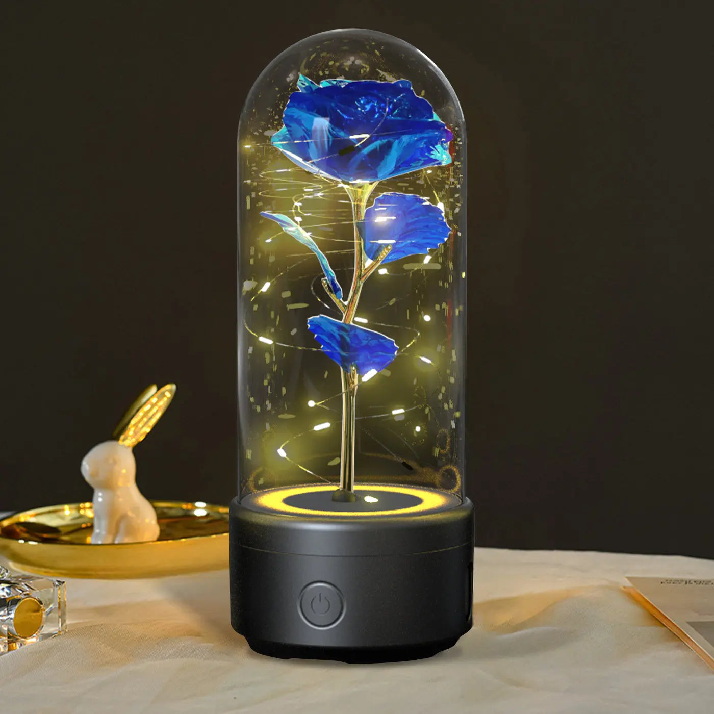 Creative 2 In 1 Rose Flowers LED Light And Bluetooth-compatible Speaker Valentine's Day Gift Rose Luminous Night Light Ornament In Glass Cover tableandwalllamps