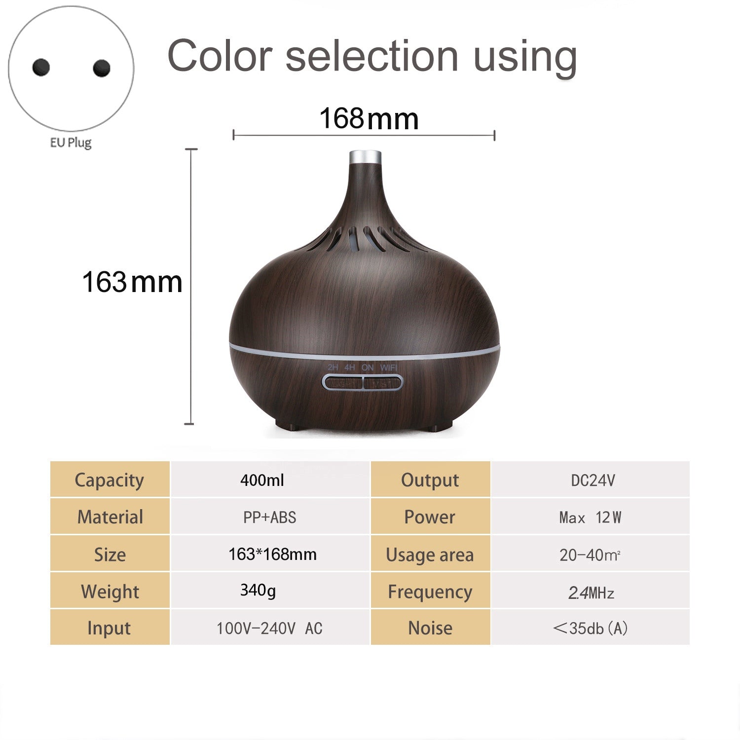 Smart WiFi Air Humidifier Essential Oil Diffuser Works with Alexa & Google Home Deep Wood EU Plug tableandwalllamps