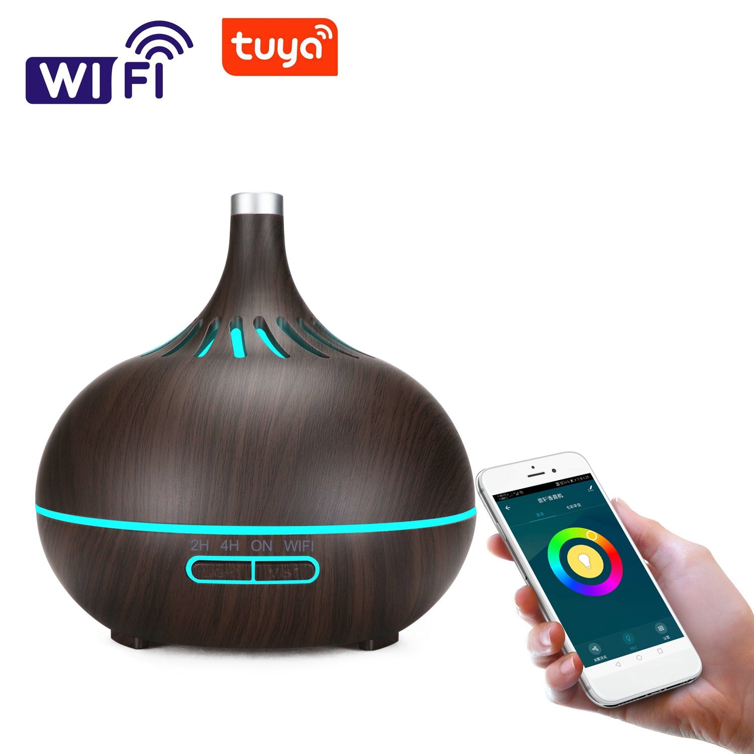 Smart WiFi Air Humidifier Essential Oil Diffuser Works with Alexa & Google Home Deep Wood EU Plug tableandwalllamps