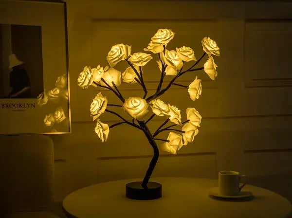 Rose Flower Lamp USB Battery Operated LED Table Lamp Bonsai Tree Night Lights Garland Bedroom Decoration Lights Home Decor tableandwalllamps