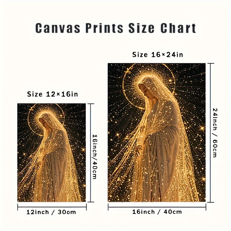 1pc Stunning Virgin Mary Canvas Print - Frameless Wall Art Poster - Waterproof, Unique Religious Artwork - For Living Room, Bedroom, Office, Dining - Ideal Gift for Religious Individuals & Art Lovers tableandwalllamps