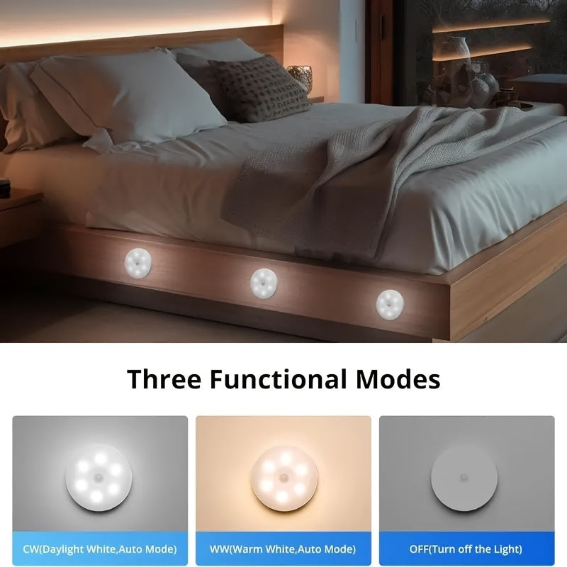 USB Rechargeable Motion Sensor Night Light - Warm and White LED, Automatic On/Off, Long-Life Battery, Ideal for Bedrooms, Stairs, Under Cabinets, Wardrobes, Holiday Decor Gift, 5/10pcs, Indoor Latest Model tableandwalllamps