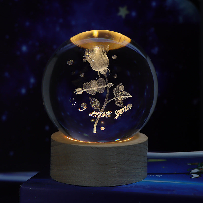 Luminous Starry Sky And Planets Moon Moon Crystal Ball Small Night Lamp Projection Ambience Light Creative Gift New Strange Gift tableandwalllamps