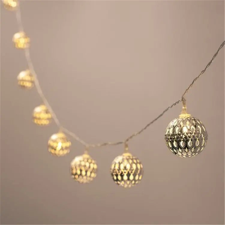 LED Fairy Garland Hollow wrought iron Ball tableandwalllamps