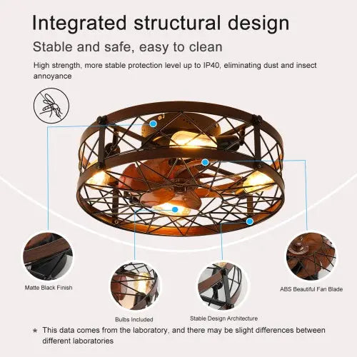 Cage Ceiling Fan With Light, Black, Recessed Ceiling Fan Light, Farmhouse Small Ceiling Fan With Light Fixture, Bedroom Reversible Fan - E26 Bulb Included -Unavailable Platform - Amazon - Temu tableandwalllamps