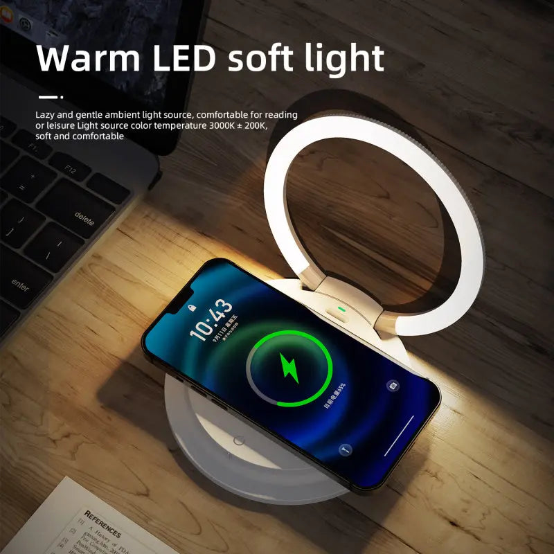 2 In 1 Wireless Charging 3 Gear Creative LED Small Night Light Portable Phone Stand Folding Bedside Lamp 15W Fast Charging tableandwalllamps