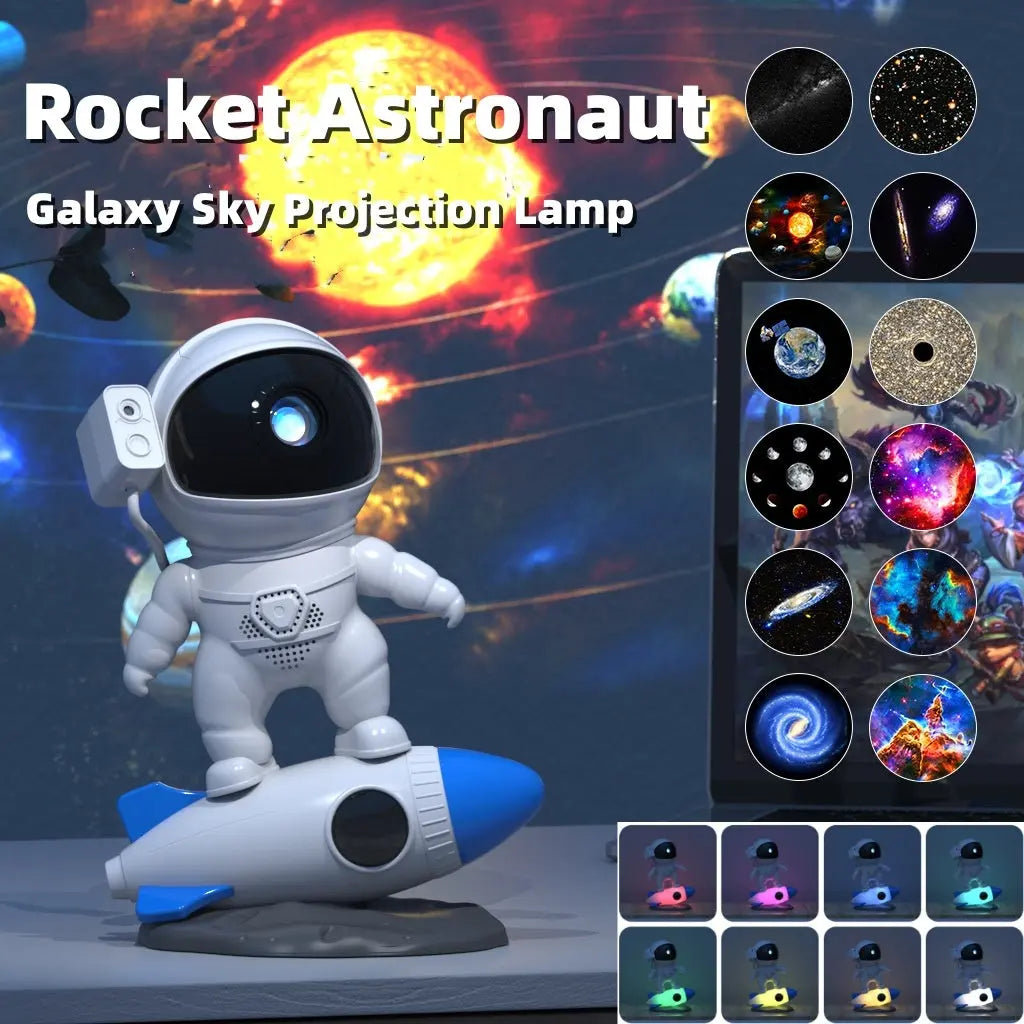 Rocket Astronaut Galaxy Starry Sky Projector Lamp Desktop tableandwalllamps