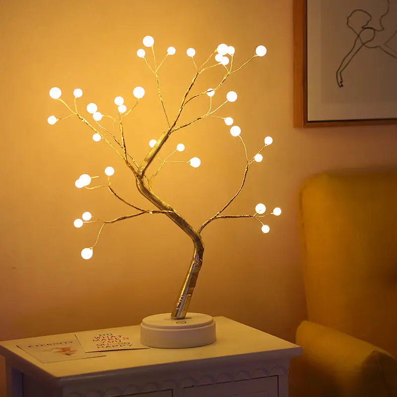 Tree Light Touch Switch Pearl Star Night Light tableandwalllamps