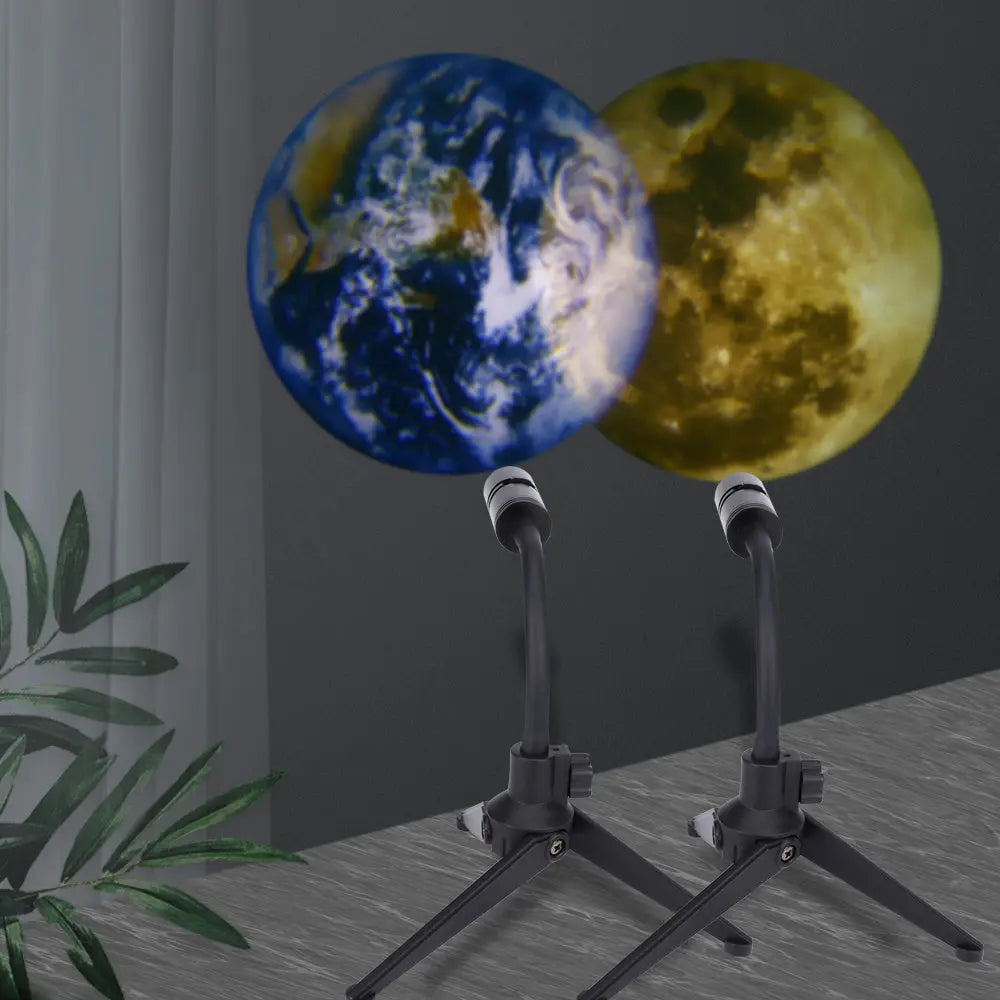 2 In 1 Star Projector Earth And Moon Projection Lamp 360 Rotating Bracket USB Led Night Light For Bedroom Decoration tableandwalllamps