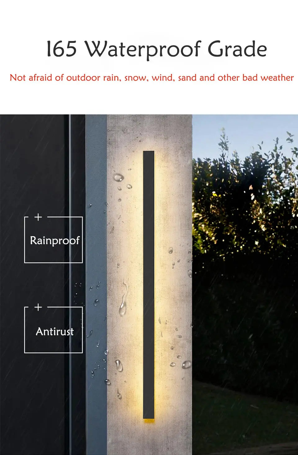 Waterproof outdoor wall lamp LED Long wall lamp IP65 Aluminum Light Garden Villa porch Sconce Light 110V 220V Sconce Luminaire tableandwalllamps