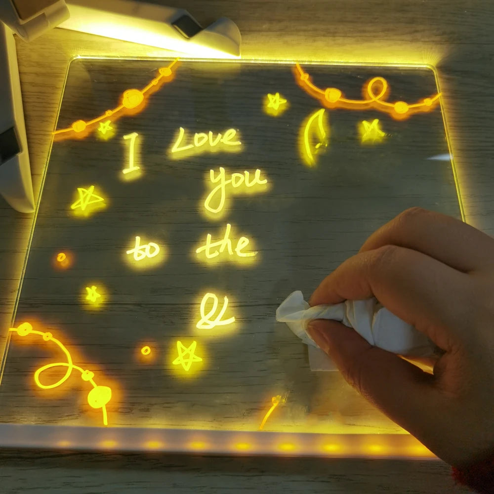 Personalized LED Lamp Acrylic Message Note Board Erasable USB Children‘s Drawing Board Bedroom Night Light Birthday Kids Gift tableandwalllamps