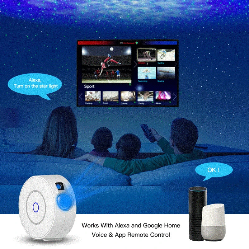 Smart Starry Sky Projector Night Light Wifi Galaxy Star Lamp LED Laser Water Wave App Wireless Control for Alexa Google Home tableandwalllamps