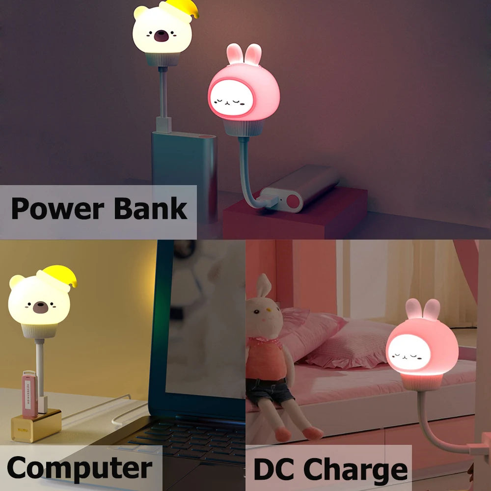 USB Cartoon Cute Night Light With Remote Control Babies Bedroom Decorative Feeding Light Bedside Tabe Lamp Xmas Gifts For Kids tableandwalllamps