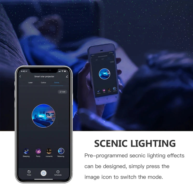 Smart Starry Sky Projector Night Light Wifi Galaxy Star Lamp LED Laser Water Wave App Wireless Control for Alexa Google Home tableandwalllamps