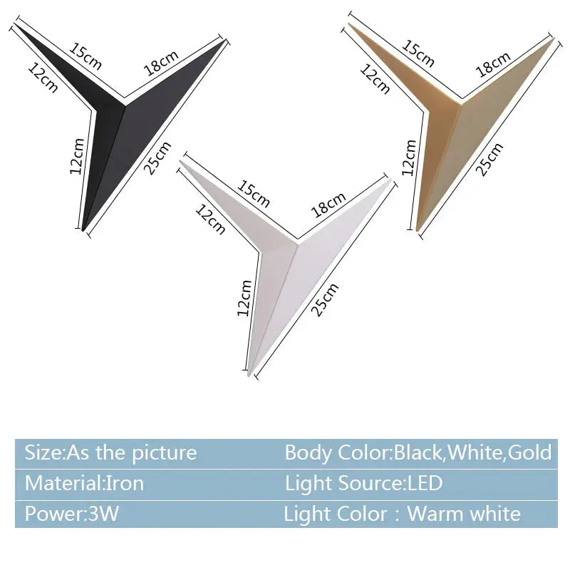 Creative Triangle Wall Lamp Nordic Led Wall Light Living Room Background Bedside Lamps Stairs Indoor Bra Wall Sconce Lighting tableandwalllamps