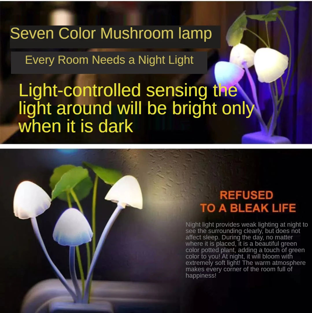 LED Night Light Sensor 3 LED Colorful Dream Flower Mushroom Lamp Novelty Night Light Bedroom Babyroom Lamps for Kids Gifts tableandwalllamps