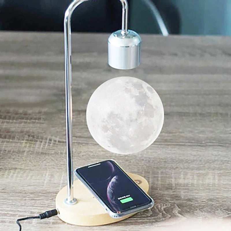 LED Moon Wireless Mobile Phone Charging Night Lights Magnetic Levitation Lamp Table Room Decoration Lights Bedroom Desktop Lamps tableandwalllamps