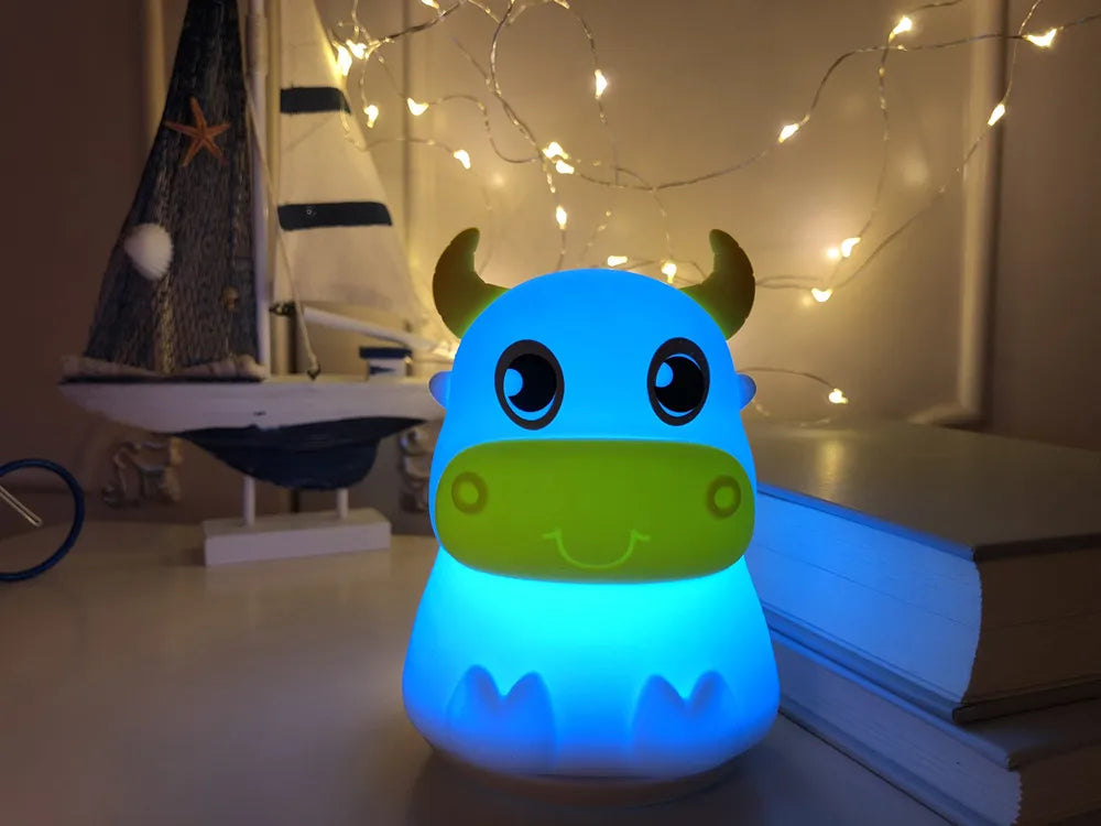 Rabbit Cow Cat LED Night Light Touch Sensor Colorful Battery Powered Silicone Animal Lamp for Children Baby Gift tableandwalllamps