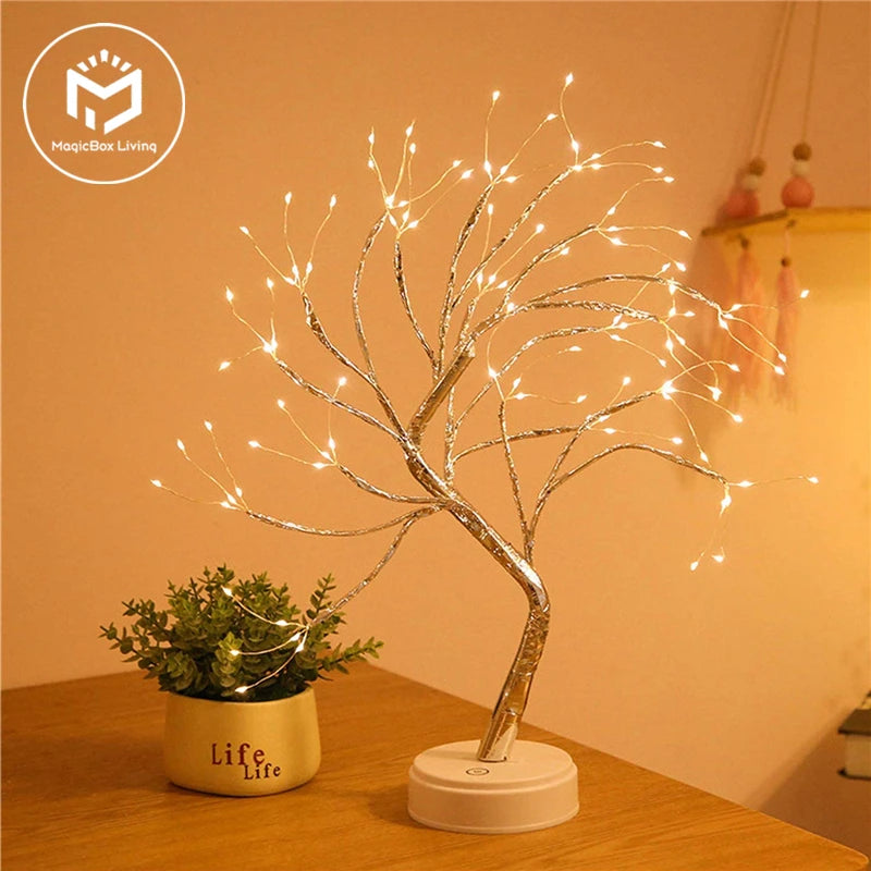 LED Night Light Mini Christmas Tree Copper Wire Garland Lamp For Kids Home Bedroom Decoration Decor Fairy Light Holiday lighting tableandwalllamps