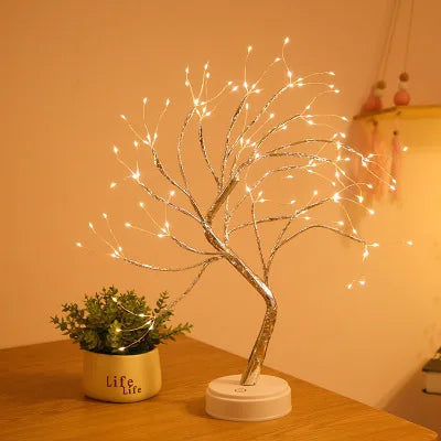 LED Night Light Mini Christmas Tree Copper Wire Garland Lamp For Kids Home Bedroom Decoration Decor Fairy Light Holiday lighting tableandwalllamps