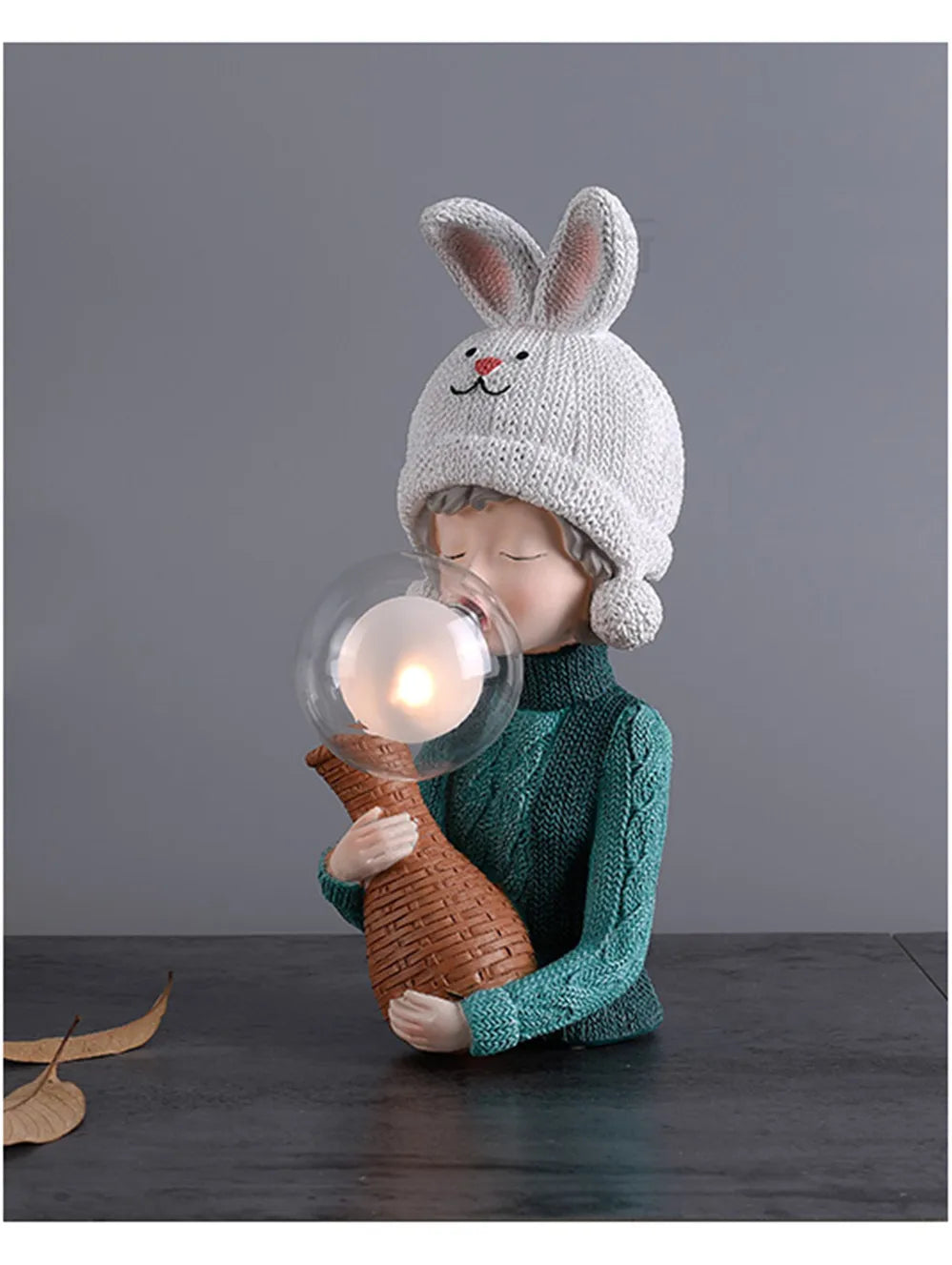 Nordic Ins Vase Hat Girl Cartoon Resin Table Lamp For Children room Bedroom Creative Bedside Standing decoration table lights tableandwalllamps