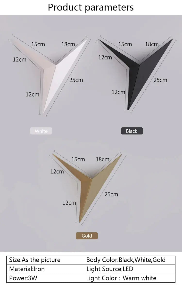 Creative Triangle Wall Lamp Nordic Led Wall Light Living Room Background Bedside Lamps Stairs Indoor Bra Wall Sconce Lighting tableandwalllamps