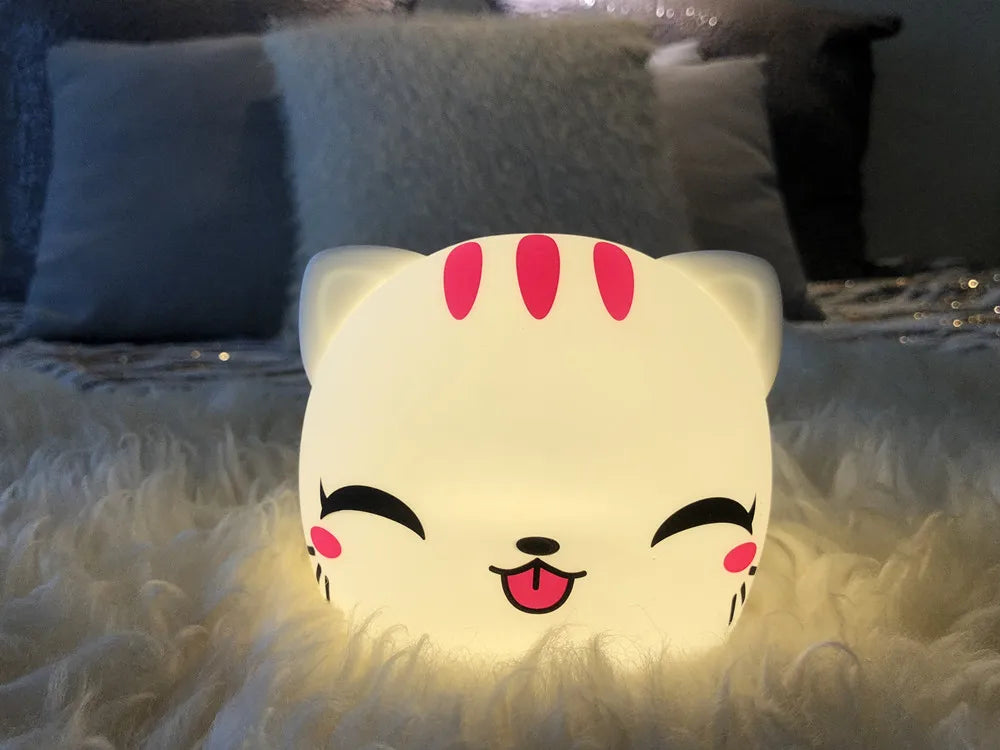 Rabbit Cow Cat LED Night Light Touch Sensor Colorful Battery Powered Silicone Animal Lamp for Children Baby Gift tableandwalllamps