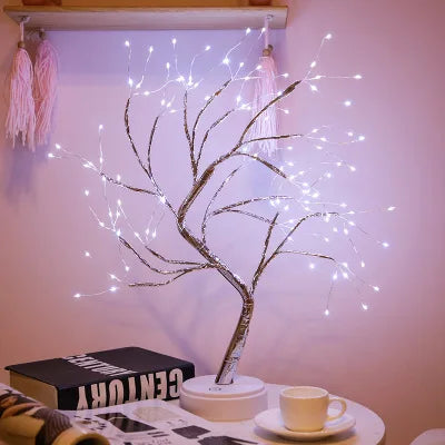 LED Night Light Mini Christmas Tree Copper Wire Garland Lamp For Kids Home Bedroom Decoration Decor Fairy Light Holiday lighting tableandwalllamps