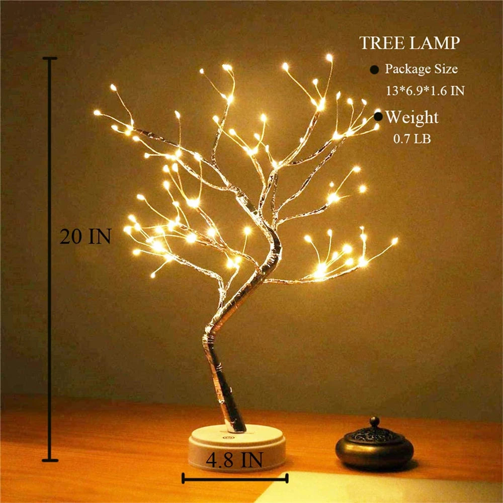 LED Night Light Mini Christmas Tree Copper Wire Garland Lamp For Kids Home Bedroom Decoration Decor Fairy Light Holiday lighting tableandwalllamps