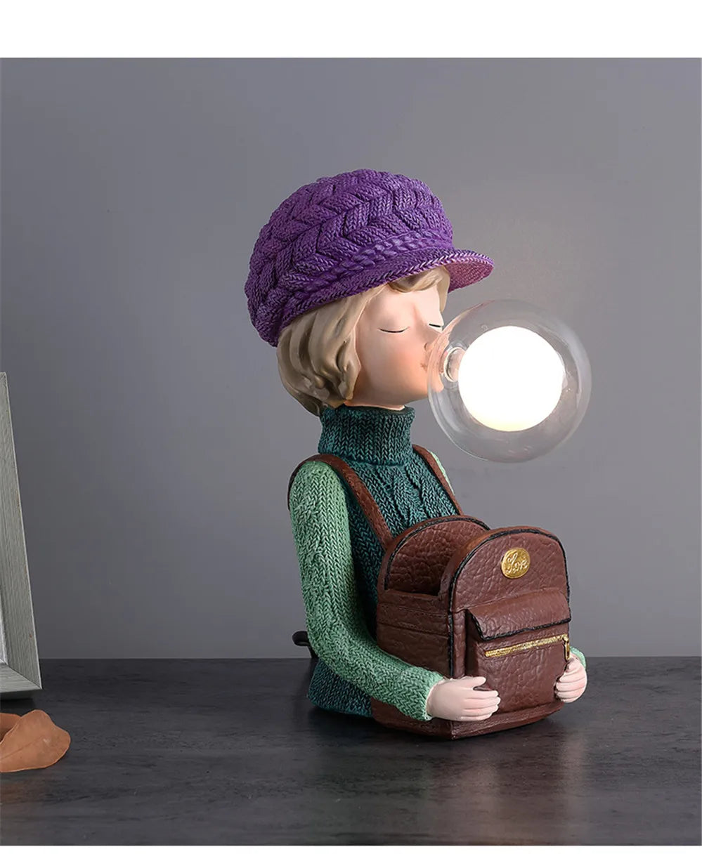 Nordic Ins Vase Hat Girl Cartoon Resin Table Lamp For Children room Bedroom Creative Bedside Standing decoration table lights tableandwalllamps