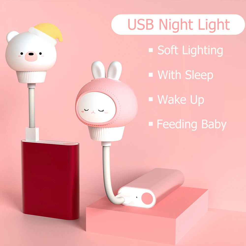 USB Cartoon Cute Night Light With Remote Control Babies Bedroom Decorative Feeding Light Bedside Tabe Lamp Xmas Gifts For Kids tableandwalllamps