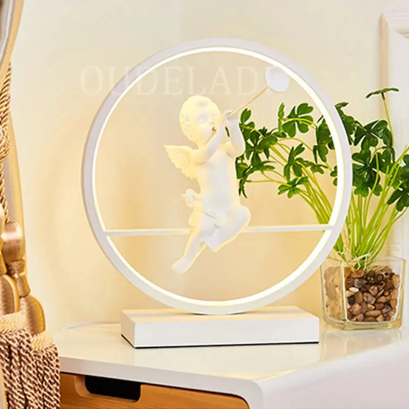 Angel doll table lamp bedside Romantic warm Couple desk lamp Modern LED lighting for home living room decor Bird table lamp tableandwalllamps