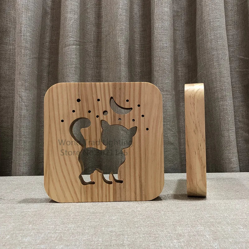 Ins Wooden Lamp Animal Cat Paw Lamp 3D USB LED Table Light Switch Control Wood Carving bed Lamp for Child kids Room Decoration tableandwalllamps