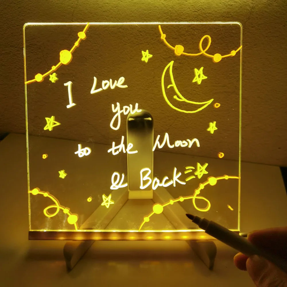 Personalized LED Lamp Acrylic Message Note Board Erasable USB Children‘s Drawing Board Bedroom Night Light Birthday Kids Gift tableandwalllamps