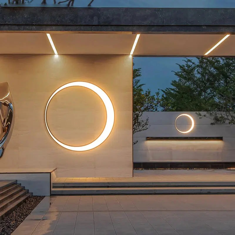 Outdoor Lighting Waterproof IP65 Stainless steel Round Moon Lamp for Street Garden 11W 19W 24W 36W Creative External Wall Sconce tableandwalllamps