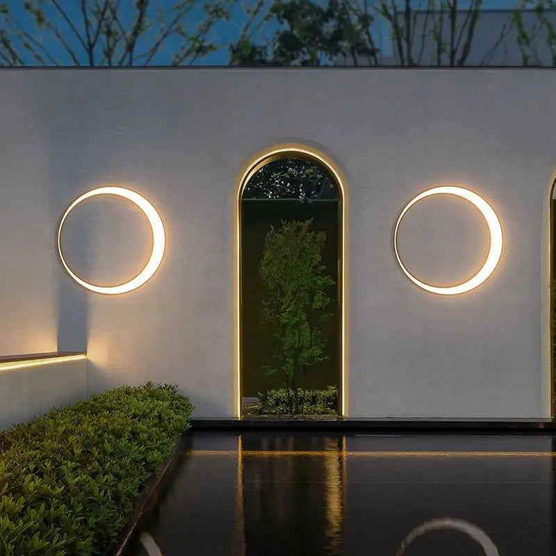 Outdoor Lighting Waterproof IP65 Stainless steel Round Moon Lamp for Street Garden 11W 19W 24W 36W Creative External Wall Sconce tableandwalllamps