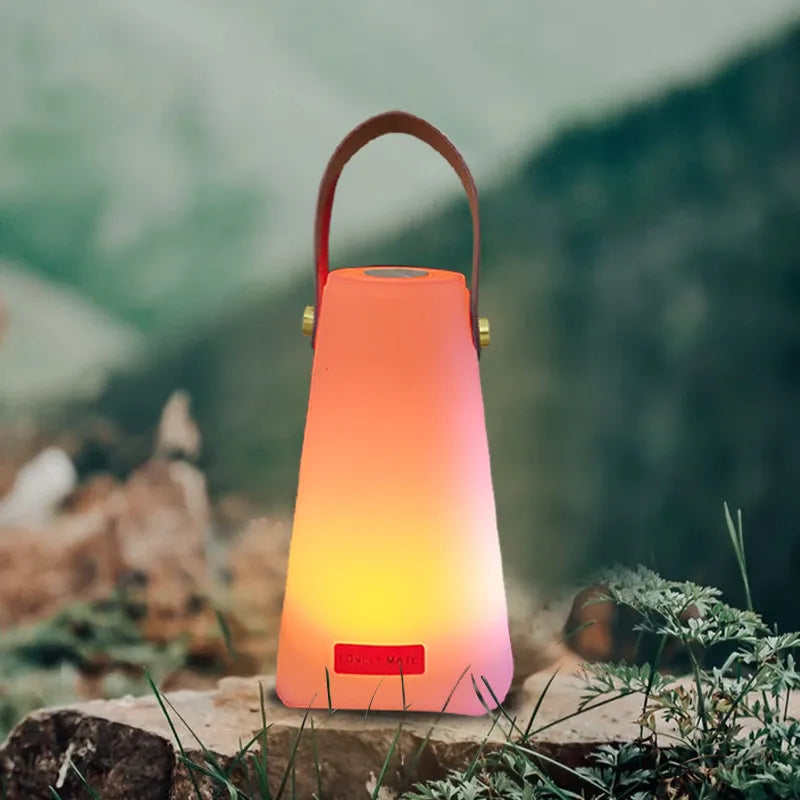 Outdoor Waterproof Illuminated Portable RGB LED Mood Lighting Lantern Lights Camping Lamp Remote Control Night Light with handle tableandwalllamps