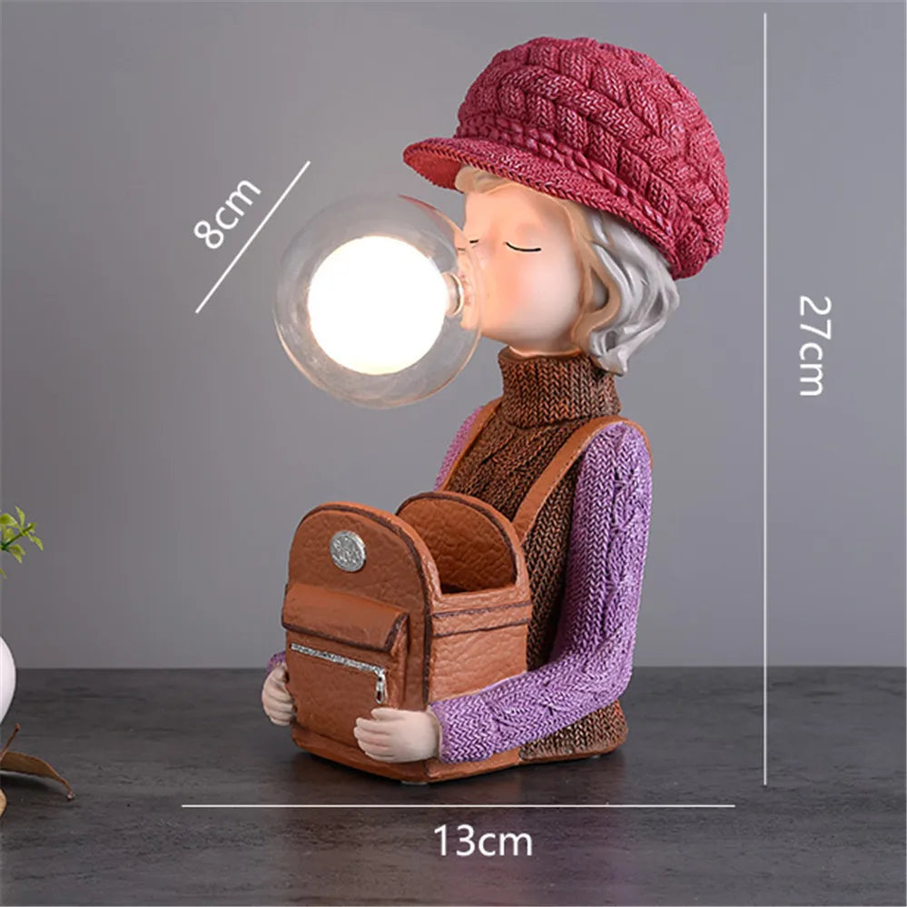 Nordic Ins Vase Hat Girl Cartoon Resin Table Lamp For Children room Bedroom Creative Bedside Standing decoration table lights tableandwalllamps