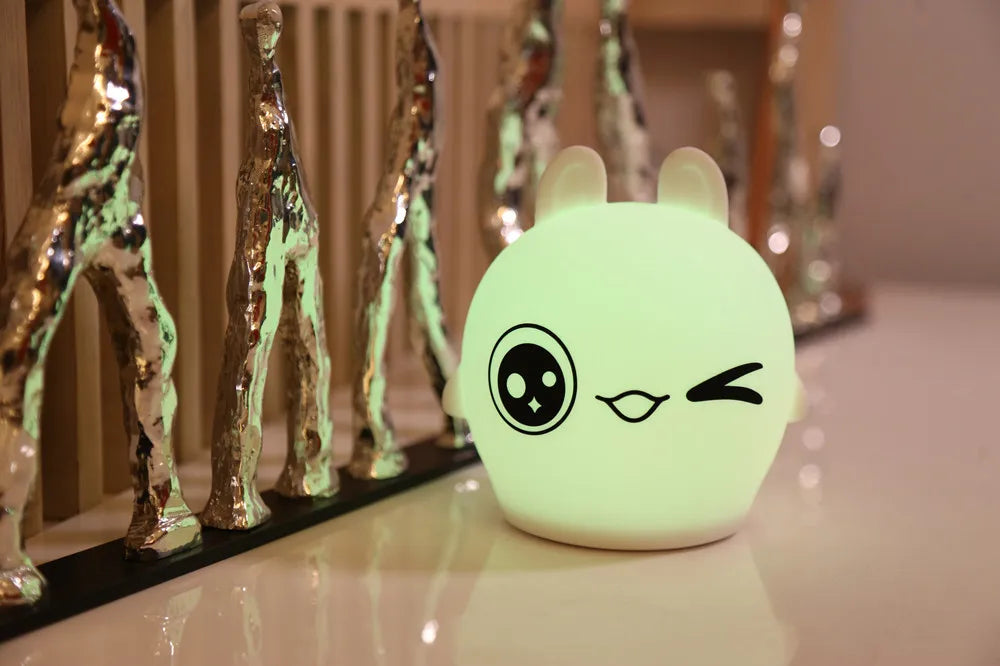 Rabbit Cow Cat LED Night Light Touch Sensor Colorful Battery Powered Silicone Animal Lamp for Children Baby Gift tableandwalllamps