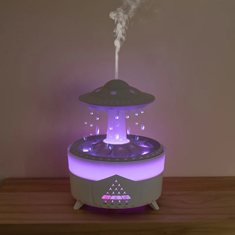 350ml Aroma Air Humidifier Mini Usb Remote Control Raindrop Colorful Light Aromatherapy Room Rain Cloud Aroma Oil  Diffuser tableandwalllamps